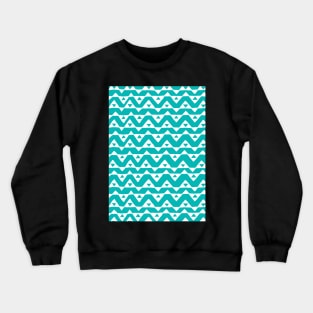 Teal Blue White Triangle Chevron Pattern Crewneck Sweatshirt